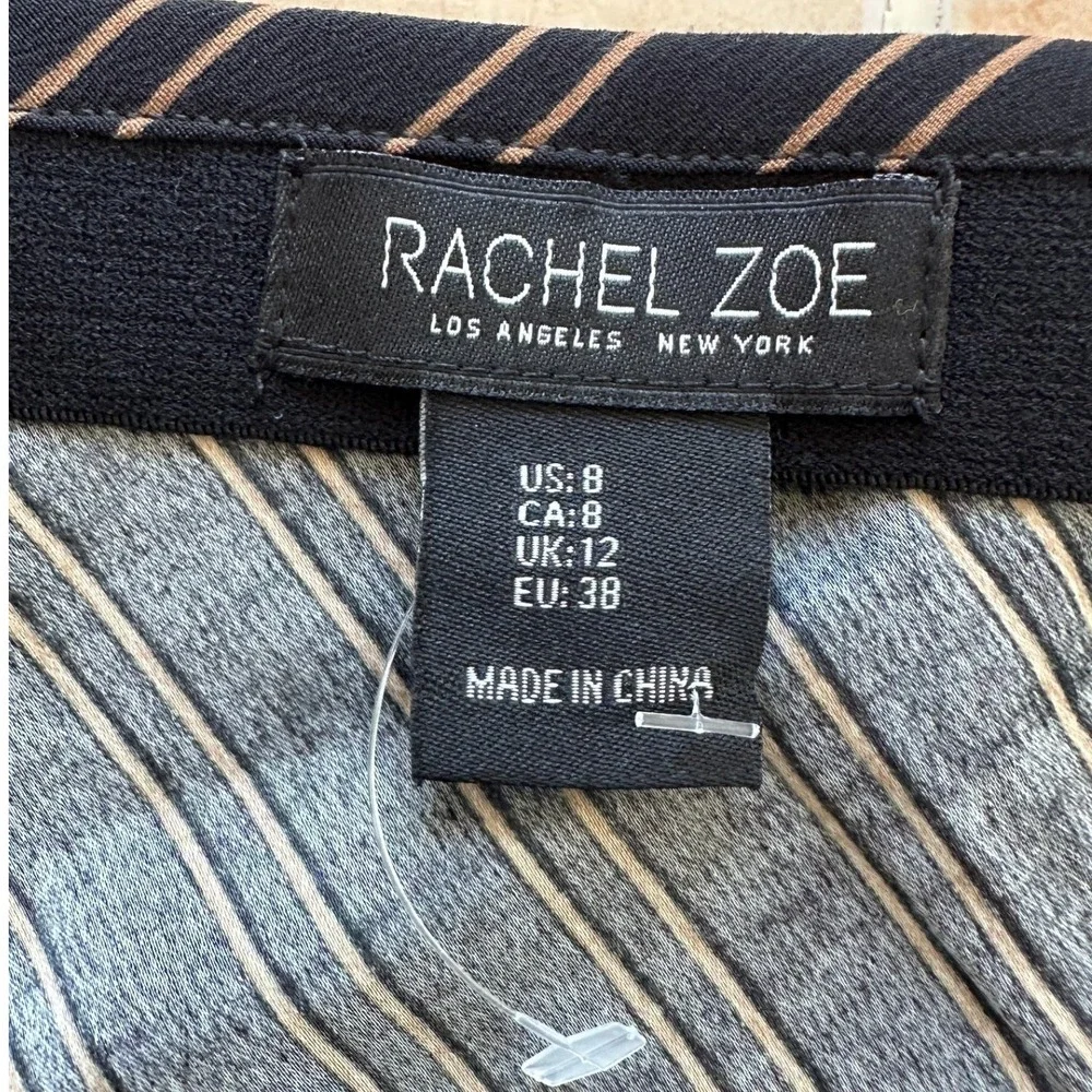 Rachel Zoe‎ Striped Midi Skirt A-Line Casual Black Size: 8 New No tags!